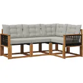 vidaXL Outdoor-Sofagarnitur mit Kissen 4 pcs Natürlich und Hellgrau