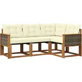 vidaXL Outdoor-Sofagarnitur 4 Stk. Natur und Creme