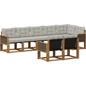 vidaXL Outdoor-Sofagarnitur mit Kissen 8 pcs Natürlich und Hellgrau