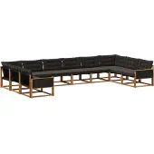 vidaXL Outdoor-Sofagarnitur 10 Stk. Natürlich und Schwarz