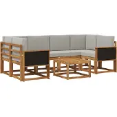 vidaXL Outdoor-Sofagarnitur 5 stk. Natürlich und Hellgrau