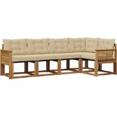 vidaXL Outdoor-Sofagarnitur 5 Stk. Natur und Beige