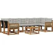 vidaXL Outdoor-Sofagarnitur mit Kissen 8 pcs Natürlich und Hellgrau