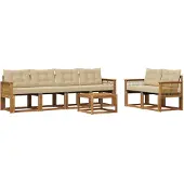vidaXL Outdoor-Sofagarnitur mit Kissen 7 pcs Natur und Beige