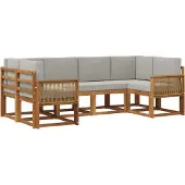 vidaXL Outdoor-Sofagarnitur 6 Stk. Natürlich und Hellgrau