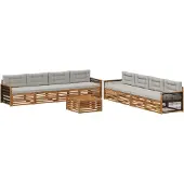 vidaXL Outdoor-Sofagarnitur 9 Stk. Natürlich und Hellgrau