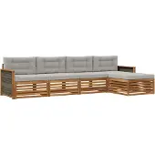 vidaXL Outdoor-Sofagarnitur mit Kissen 5 pcs Natürlich und Hellgrau