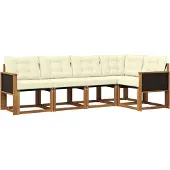 vidaXL Outdoor-Sofagarnitur mit Kissen 5 pcs Natur und Creme