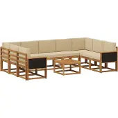 vidaXL Outdoor-Sofagarnitur 10 pcs Natur und Beige Massivholz Akazie