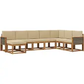 vidaXL Outdoor-Sofagarnitur 8 Stk. Natur und Beige Massivholz Akazie