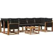 vidaXL Outdoor-Sofagarnitur 8 Stk. Natürlich und Schwarz