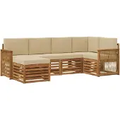 vidaXL Ecksofa Set 5 pcs Natur Massives Akazienholz und Polyester