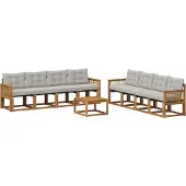 vidaXL Outdoor-Sofagarnitur mit Kissen 9 pcs Natürlich und Hellgrau