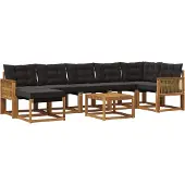vidaXL Outdoor-Sofagarnitur 8 Stk. Natürlich und Schwarz