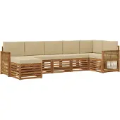 vidaXL Outdoor-Sofagarnitur 6 Stk. Natur