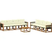 vidaXL Outdoor-Sofagarnitur 9 Stk. Natur und Creme