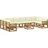 vidaXL Outdoor-Sofagarnitur 11 stk. Natur und Creme Massivholz Akazie