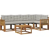 vidaXL Outdoor-Sofagarnitur 6 Stk. Natürlich und Hellgrau