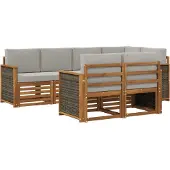 vidaXL Outdoor-Sofagarnitur 6 Stk. Natürlich und Hellgrau