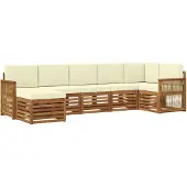 vidaXL Ecksofa Set mit Kissen 6 pcs Natur und Creme