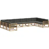 vidaXL Outdoor-Sofagarnitur mit Kissen 10 pcs Weiß und Anthrazit