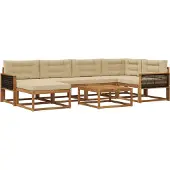 vidaXL Outdoor-Sofagarnitur mit Kissen 7 pcs Natur und Beige