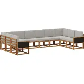 vidaXL Outdoor-Sofagarnitur mit Kissen 10 pcs Natürlich und Hellgrau