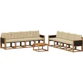 vidaXL Outdoor-Sofagarnitur 9 stk. Natur und Beige