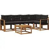 vidaXL Outdoor-Sofagarnitur 6 Stk. Natürlich und Schwarz