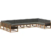 vidaXL Outdoor-Sofagarnitur 10 Stk. Natur und Anthrazit
