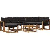 vidaXL Outdoor-Sofagarnitur 8 Stk. Natürlich und Schwarz