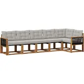 vidaXL Outdoor-Sofagarnitur mit Kissen 6 pcs Natürlich und Hellgrau