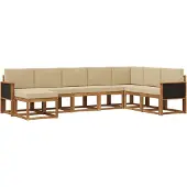 vidaXL Outdoor-Sofagarnitur 8 Stk. Natur und Beige Massivholz Akazie
