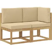 vidaXL Outdoor Mittel- und Ecksofa 2 Stück Weiß Massivholz Akazie