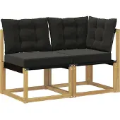 vidaXL Outdoor Mittel- und Ecksofa mit Kissen 2 Stück Weiß