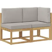 vidaXL Outdoor Mittel- und Ecksofa 2 Stück Weiß Massivholz Akazie