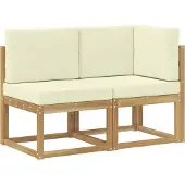 vidaXL Outdoor Mittel- und Ecksofa 2 Stück Weiß Massivholz Akazie