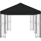 vidaXL Gartenpavillon 6 x 3 m Schwarz Polyester und Stahl 190 gsm