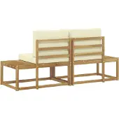 vidaXL Outdoor End Sofa mit Kissen 2 Stück Weiß Massivholz Akazie