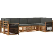 vidaXL Outdoor-Sofagarnitur 6 Stk. Natur und Anthrazit