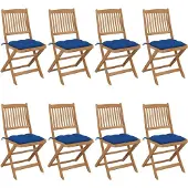 Prolenta Maison Exclusive - Klappstühle, 8 Stück, mit Kissen, aus massivem Akazienholz