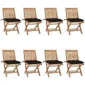 Prolenta Maison Exclusive - Klappstühle mit Kissen, 8-teilig, Massivholz Teakholz