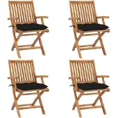 Prolenta Maison Exclusive - Klappstühle mit Kissen, 4-teilig, Massivholz Teakholz