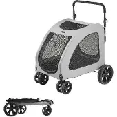 OEM Hundenbuggy für alle Terrains, mittelgroß, grau, atmungsaktiv, klappbar