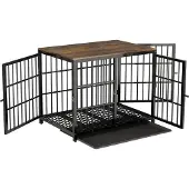 OEM Hundebank schwarz Metall Holz Mittelgröße 78x56x65 cm