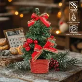 OEM Kleine künstliche Weihnachtsbäume 20cm mit LED-Lichtern und Schmuck