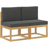 vidaXL 2 Stück Outdoor Mittelsofa Massivholz Akazie Weiß
