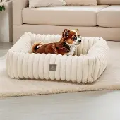 OEM Weiches Hundebett für Kleine Hunde, Waschbar, Rechteckig, Antirutsch, Weiss, S