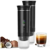 Cucina di Modena 2er-Set Akku-Espressomaschinen, Heißwasser, 20 bar, für Pulver&Kapseln