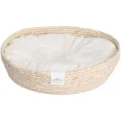 OEM Hundekissen Knuffelbett Ø 45 cm hoch 13 cm Naturmaterial Plüsch weiß/beige